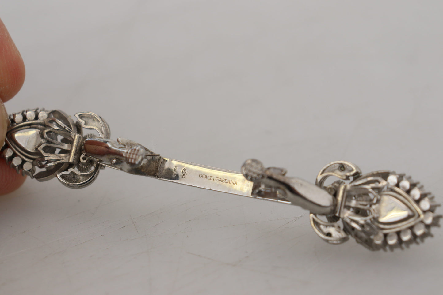 925 Sterling Silver Crystals Pin Collar Brooch