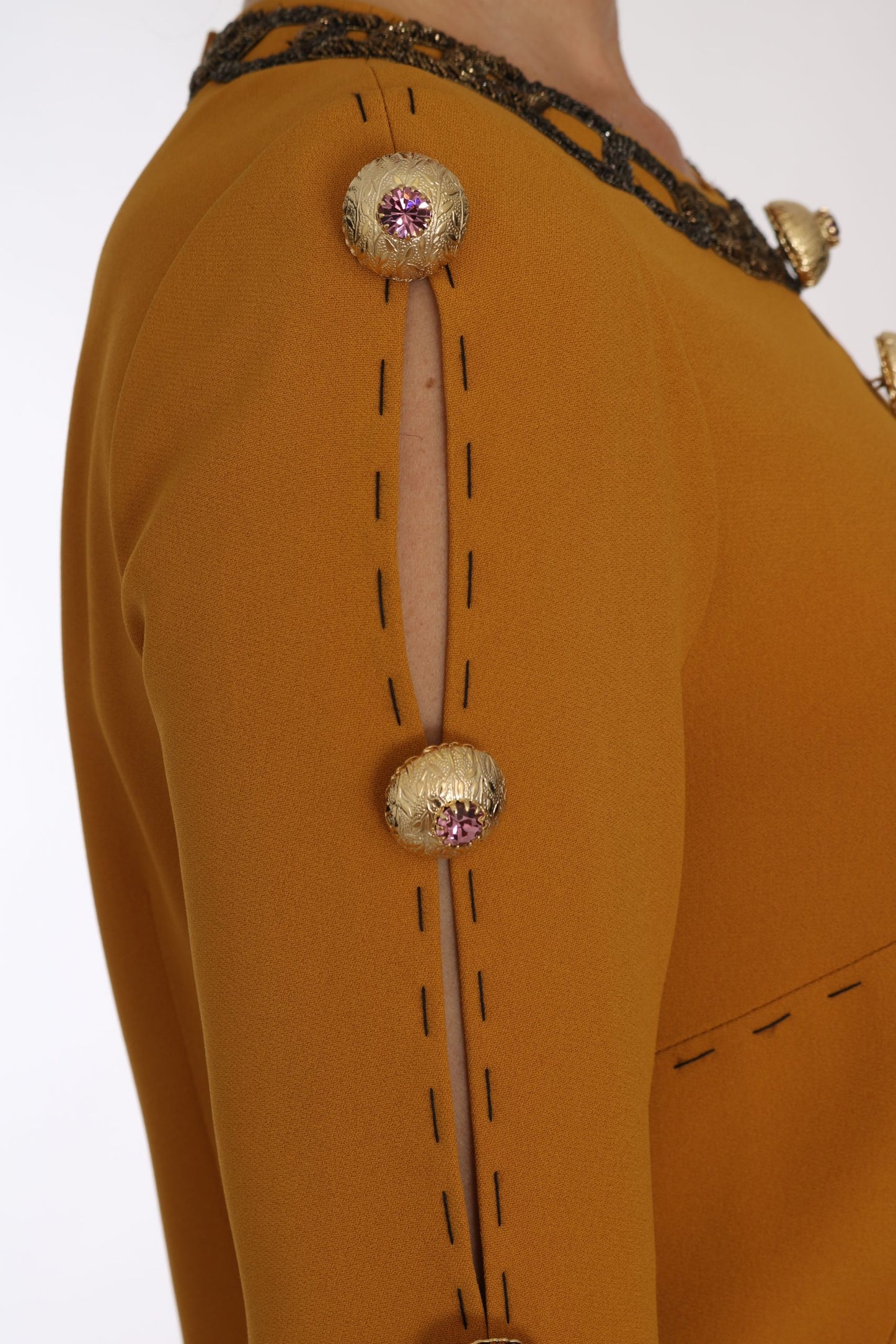 Brown Mini Crystal Embellished Dress