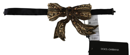 Gold Crystal Beaded Sequined 100% Silk Catwalk Necklace