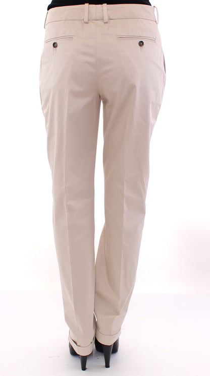 Beige Cotton Chinos Pants
