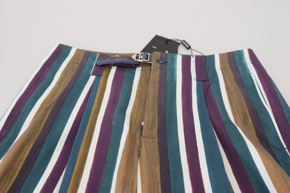 Multicolor Striped Stretch Cotton Shorts