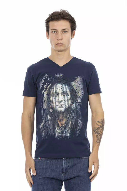 Blue Cotton Men's T-Shirt