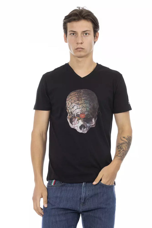 Black Cotton Men's V-Neck T-Shirt