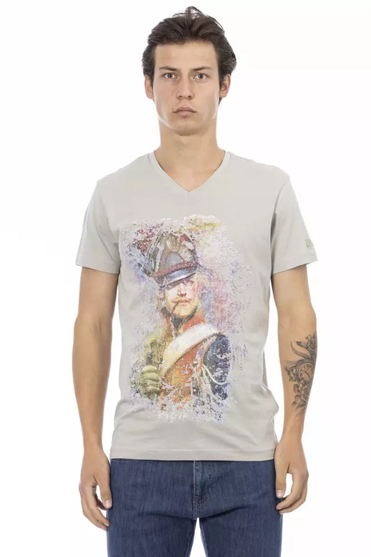Gray Cotton Men's V-Neck T-Shirt