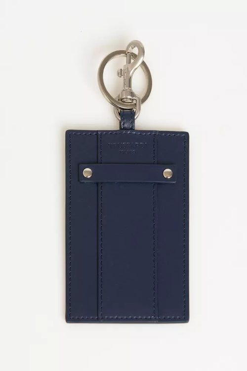 Blue Leather Men Badge Holder