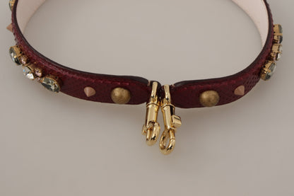 Bordeaux Leather Crystals Bag Shoulder Strap