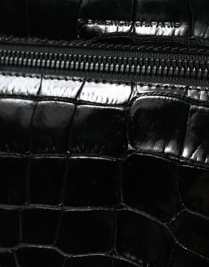 Black Exotic Leather Shoulder Crossbody Camera Bag