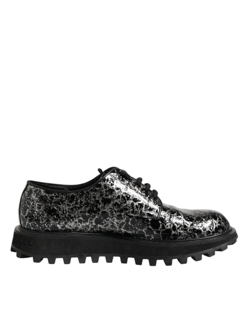 Black White Calfskin Chunky Derby Shoes