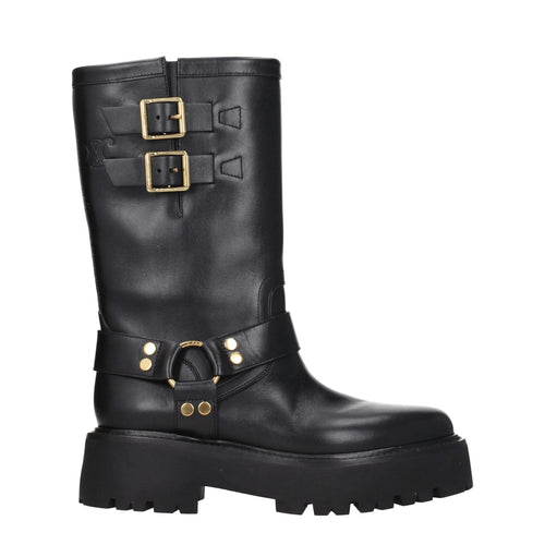 Gold Leather Ankle Boots