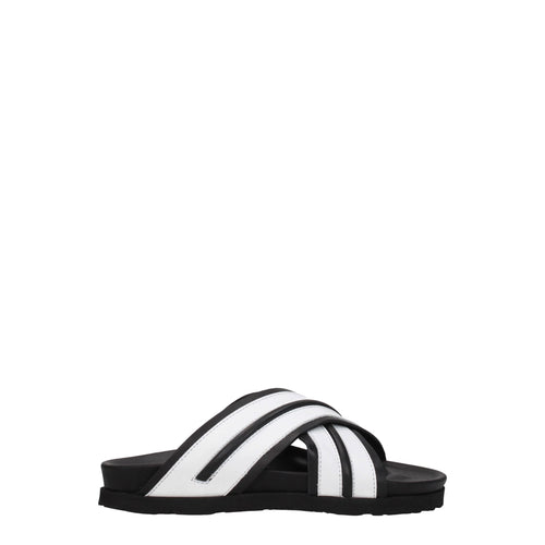 White Leather Slippers Sandals