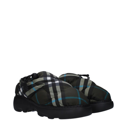 Green Fabric Slip-On Loafers