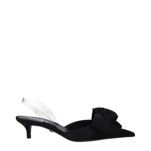 Black Satin Flat Sandals