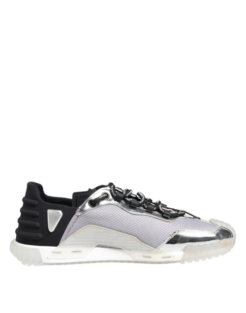 Silver Black Nylon NS1 Low Top Sneakers Shoes
