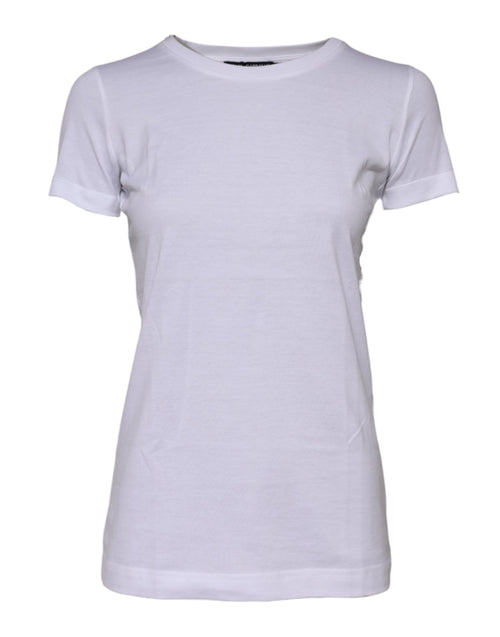 White Cotton Crew Neck Short Sleeves T-shirt