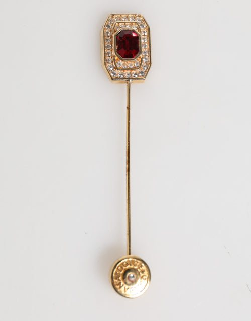 Rhinestone Embellished Sterling Silver Collar Brooch Pin
