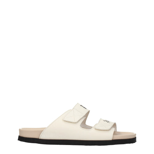 Beige Leather Slippers Sandals