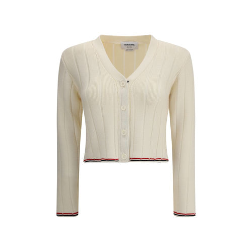 Ladder Full Needle Rib Stitch V Neck Car