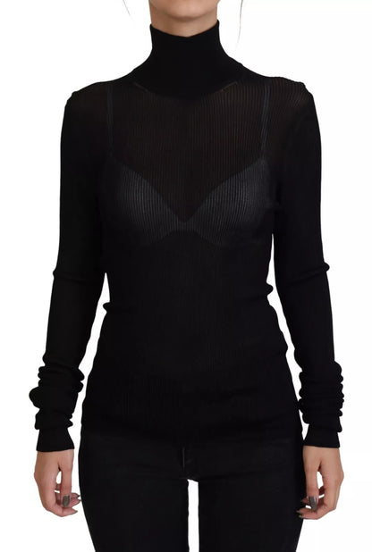 Black Turtleneck Slim Fit Pullover Sweater