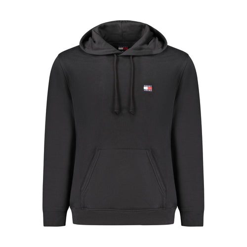 "Black Cotton Men Sweater with Central Pocket"