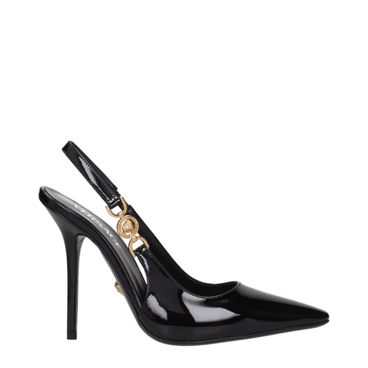 Black Leather High Heel Pumps
